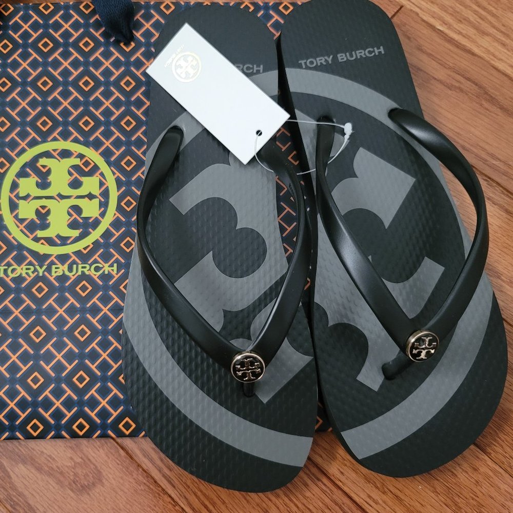 NEW Tory Burch Emory Flip Flop BLACK 6